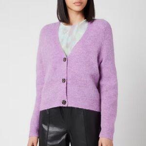 Ganni Women's Soft Wool Knit Cardigan Lilac/ size xxs/ NWT